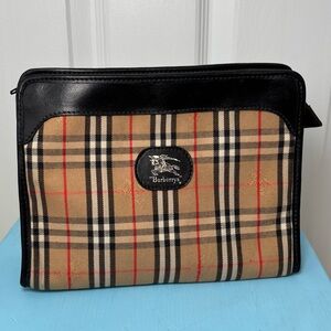 Vintage Burberrys Nova Check Clutch Canvas Bag